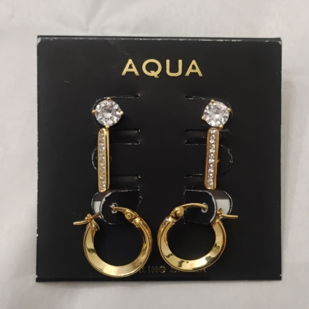 Aqua 18K Gold-Plated Sterling Silver Earring Set NWT - Picture 4 of 4